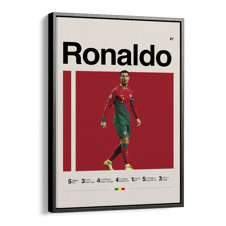 Ronaldo the king Sports Art Artwork in Black Floater Frame