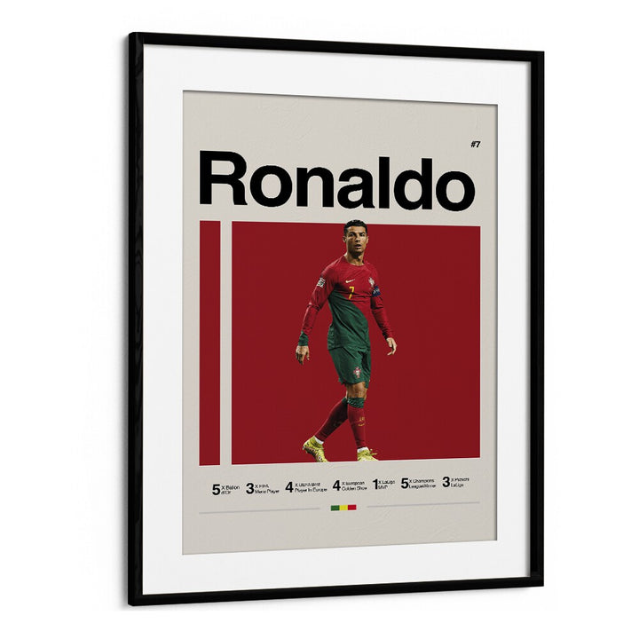 Ronaldo the king Sports Art Artwork in Black Frame With Mount