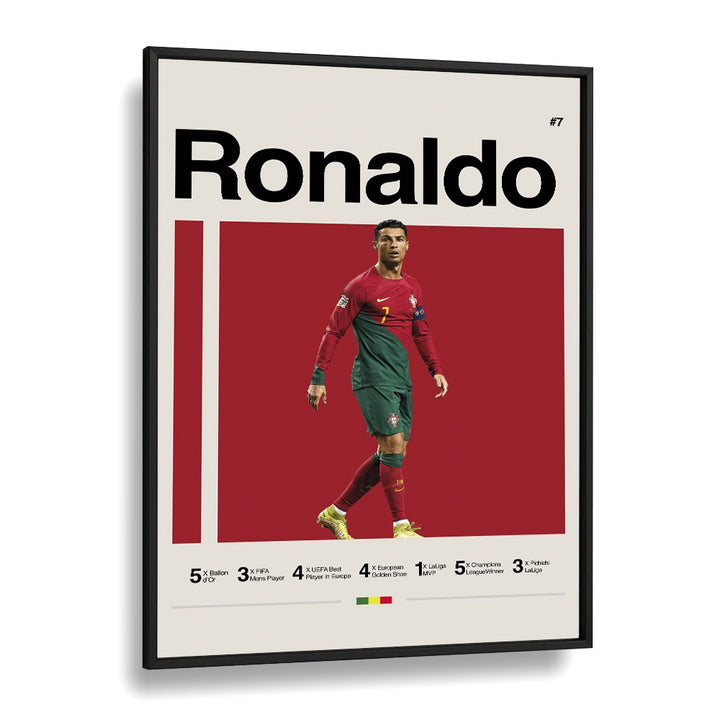 Ronaldo the king Sports Art Artwork in Black Plain Frame