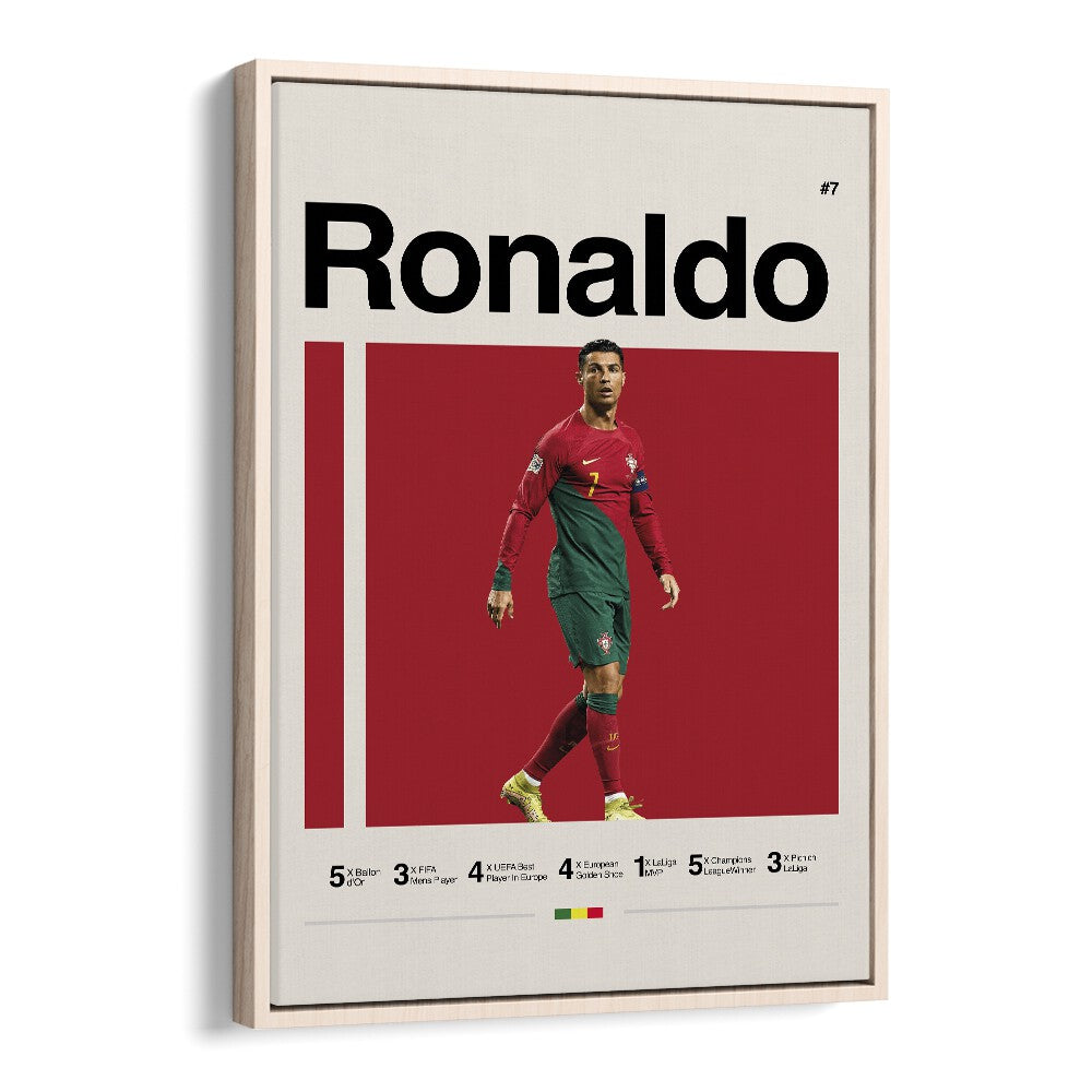 Ronaldo the king Sports Art Artwork in Oak Wood Floater Frame