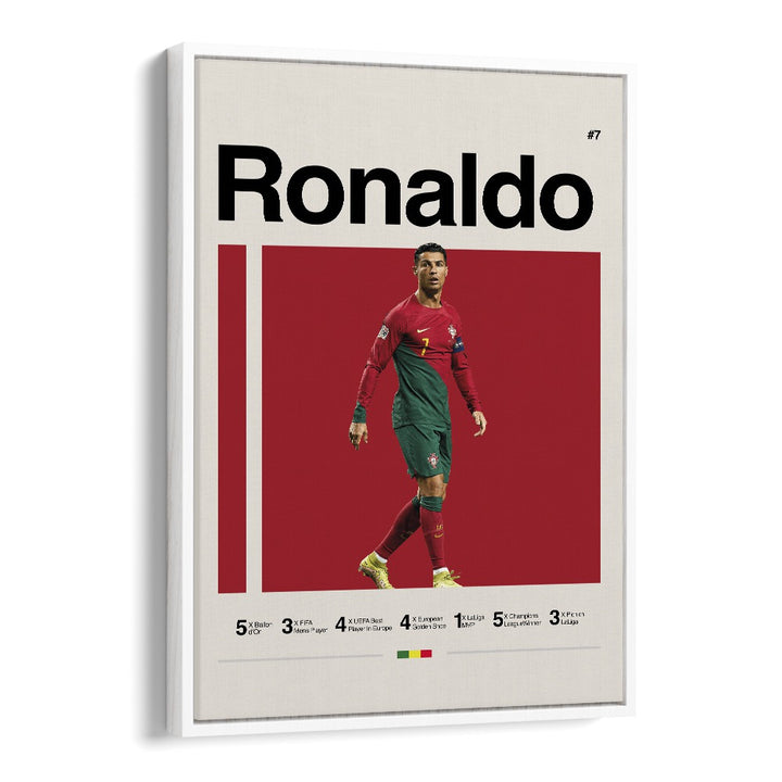 Ronaldo the king Sports Art Artwork in White Floater Frame