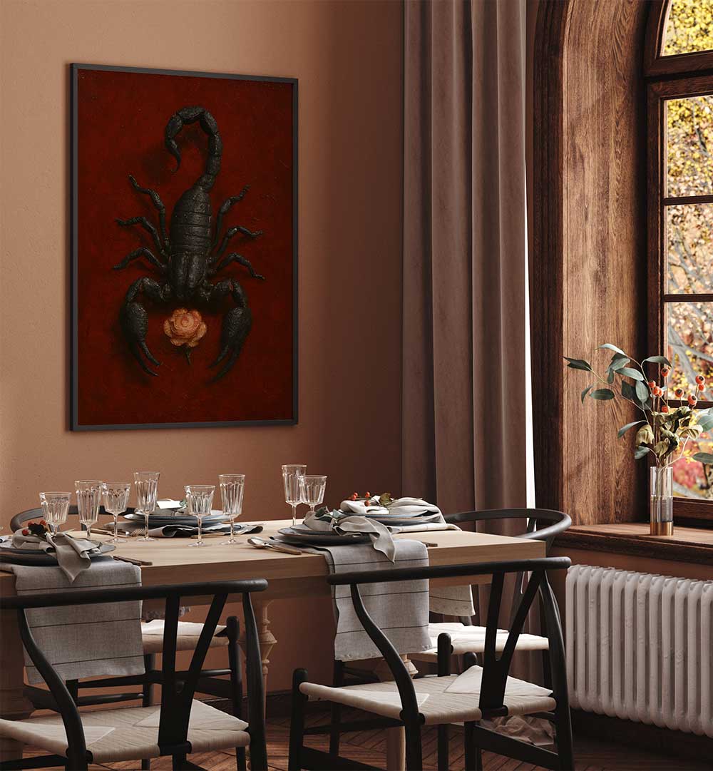 ROSE AND THE SCORPION , EXPRESSIONISM PAINTINGS