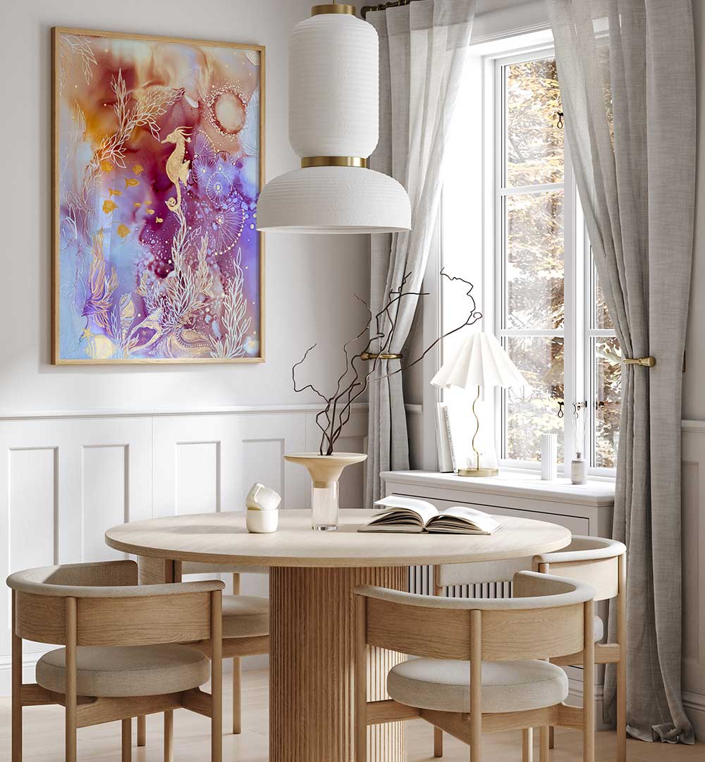 Transform your space with ROSE QUARTZ REEF, BEACH PAINTINGS, showcasing serene coastal beauty and tranquility.