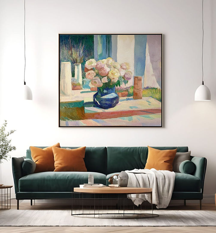 Stunning roses in a blue vase, perfect for home decor, adding elegance and a vibrant touch to any space.