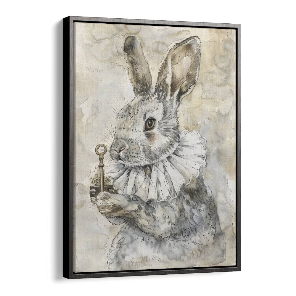 Royal Bunny Kids Art Artwork in Black Floater Frame
