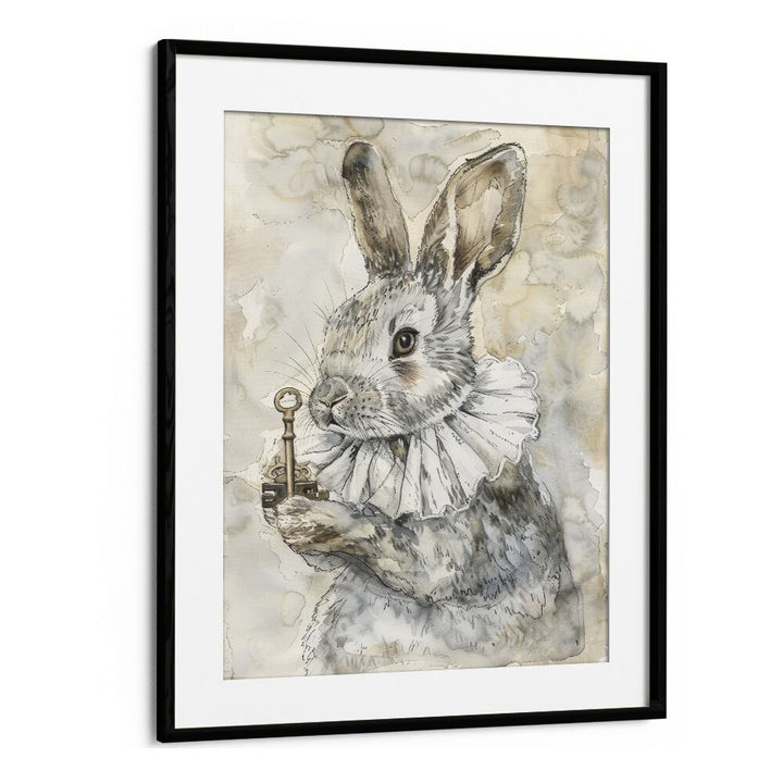 Royal Bunny Kids Art Artwork in Black Frame With Mount
