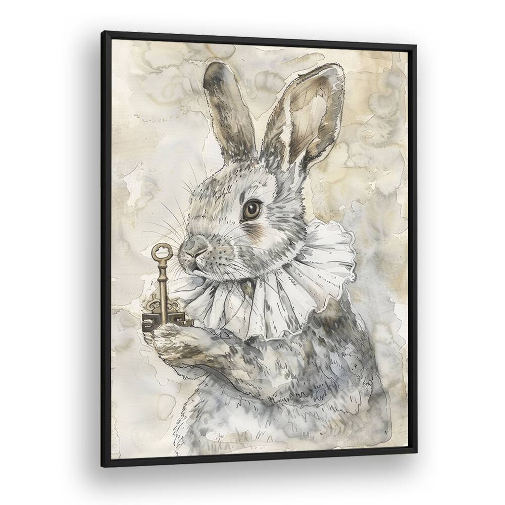 Royal Bunny Kids art Artwork in Black Plain Frame
