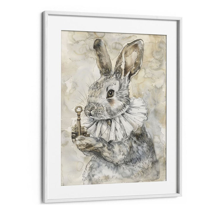 Royal Bunny Kids Art Artwork in White Frame With Mount