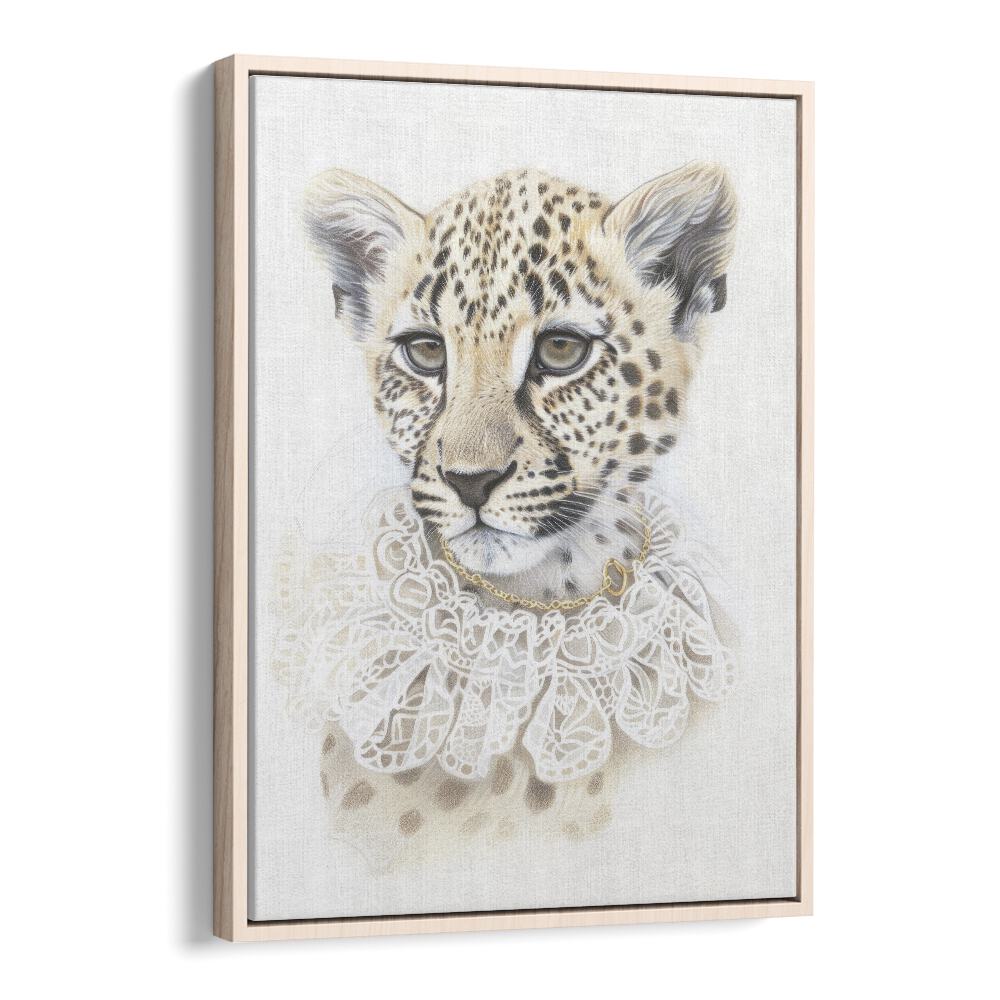 Royal Highness Tiger Kids Art Artwork in Oak Wood Floater Frame
