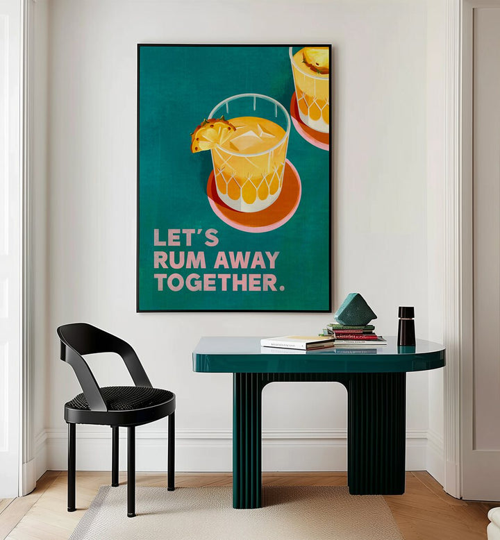 Vibrant RUM AWAY TOGETHER, BAR art elevates your space, perfect for kitchens and entertainment areas.