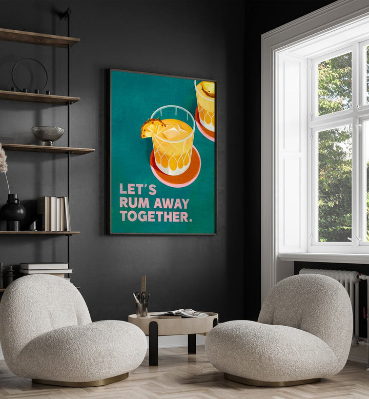 Vibrant RUM AWAY TOGETHER, BAR artwork enhances your space, perfect for any kitchen or entertainment area.