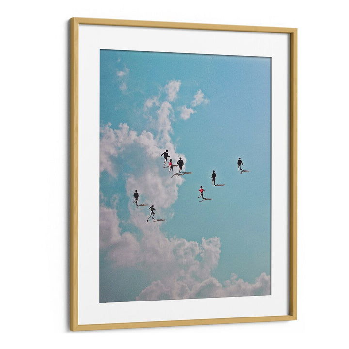 Run Nation Surreal Art Artwork in Oak Wood Frame With Mount
