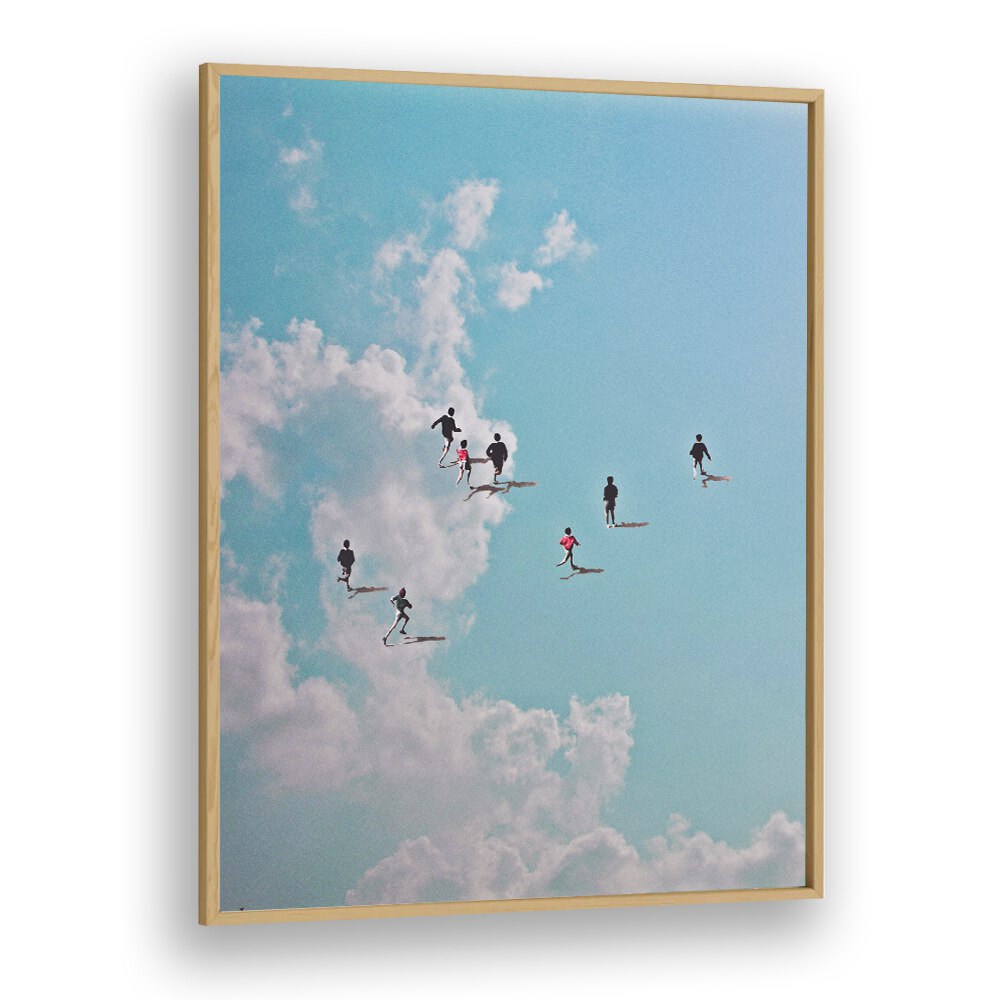 Run Nation Surreal Art Artwork in Oak Wood Plain Frame
