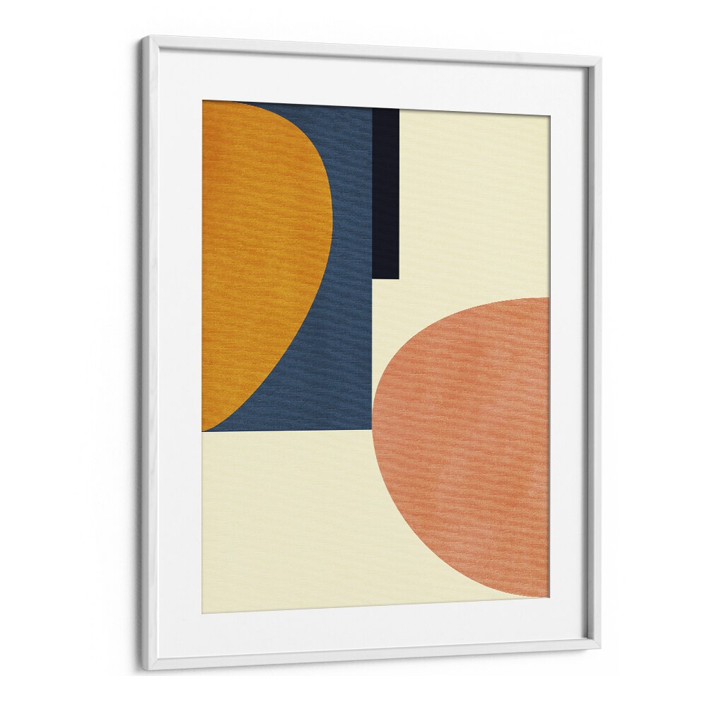 Rainbow Plus Shapes Blue Mustard I By Ana Rut Bre Abstract Art Abstract Wall Art in White Frame With Mount