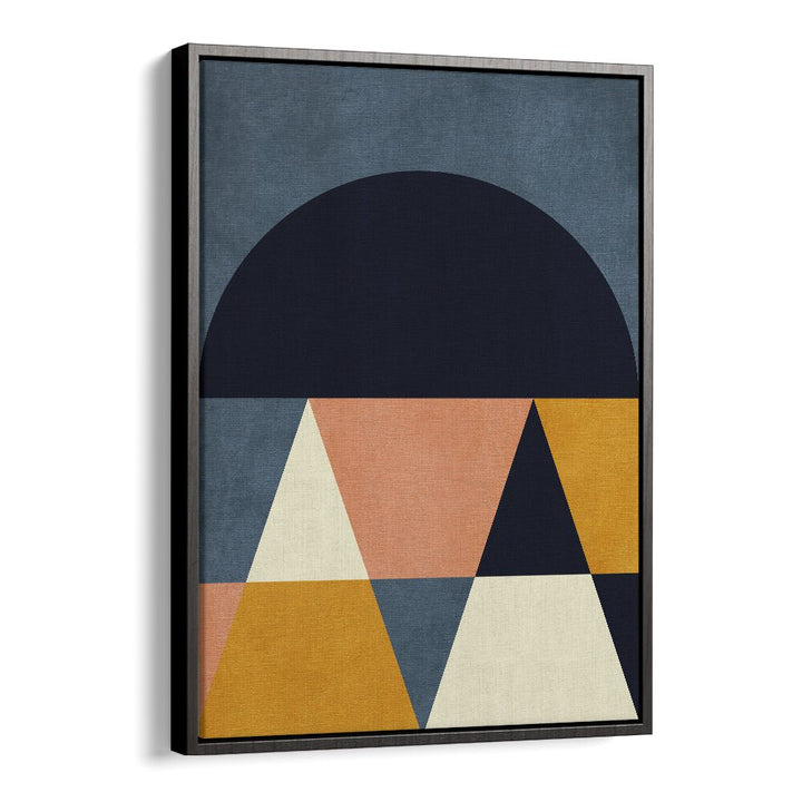 Rainbow Plus Shapes Blue Mustard Iv By Ana Rut Bre Abstract Art Abstract Wall Art in Black Floater Frame