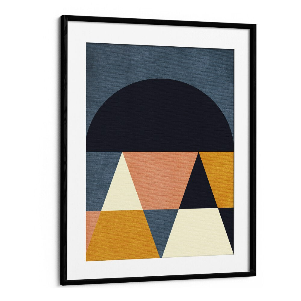 Rainbow Plus Shapes Blue Mustard Iv By Ana Rut Bre Abstract Art Abstract Wall Art in Black Frame With Mount