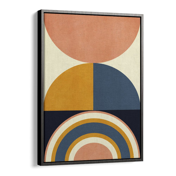 Rainbow Plus Shapes Blue Mustard X By Ana Rut Bre Abstract Art Abstract Wall Art in Black Floater Frame