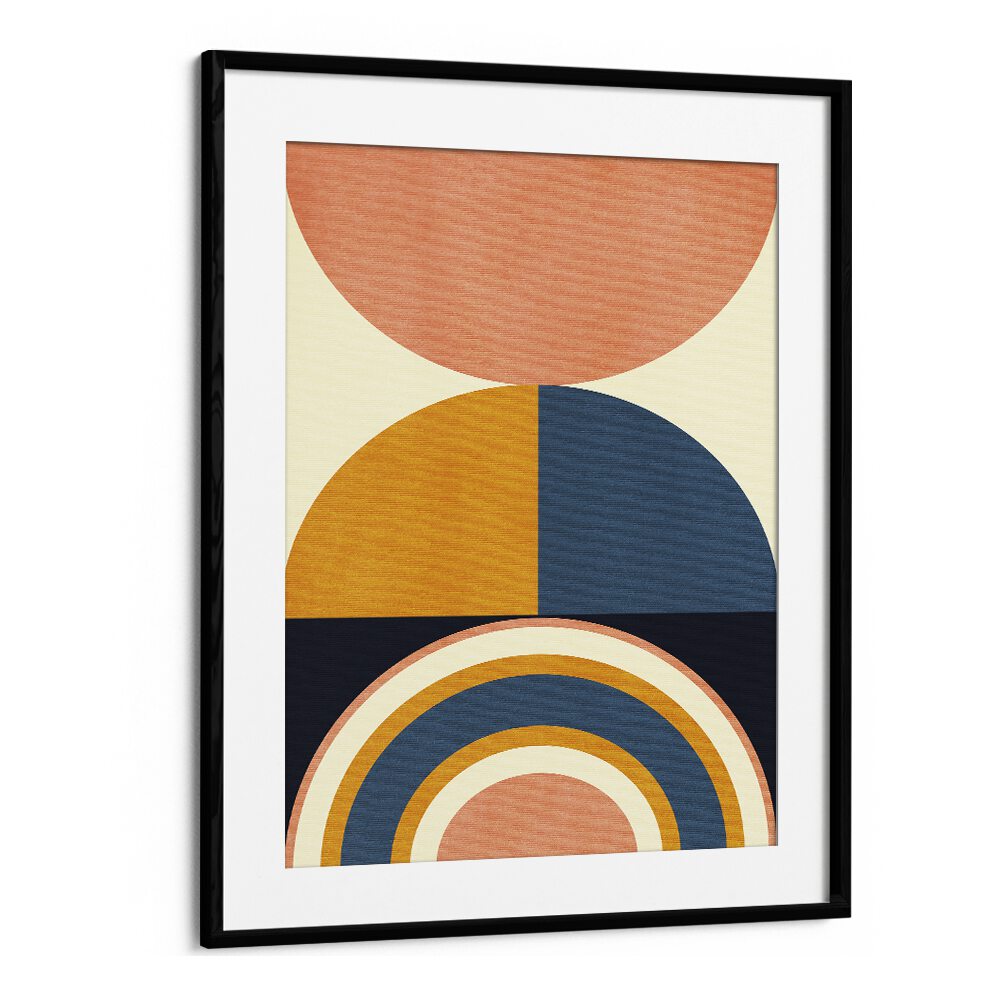 Rainbow Plus Shapes Blue Mustard X By Ana Rut Bre Abstract Art Abstract Wall Art in Black Frame With Mount