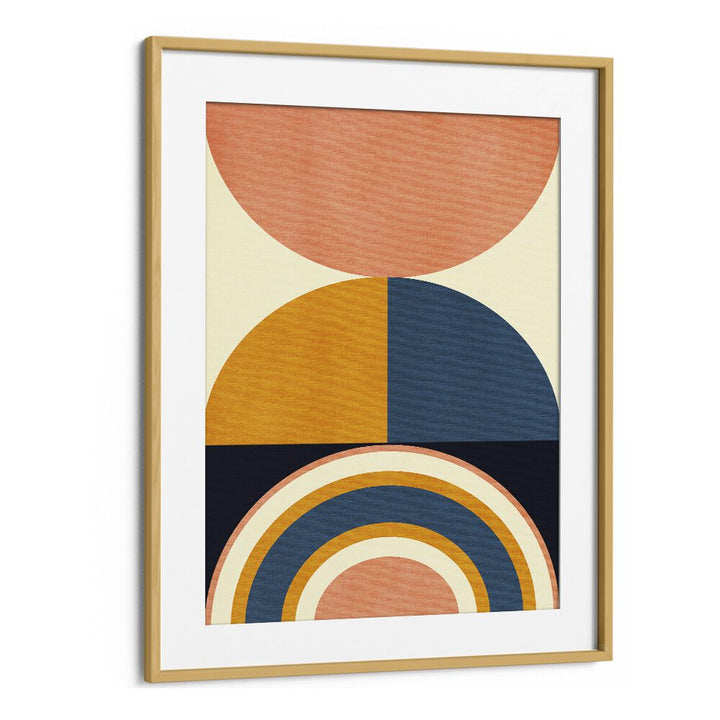 Rainbow Plus Shapes Blue Mustard X By Ana Rut Bre Abstract Art Abstract Wall Art in Oak Wood Frame With Mount