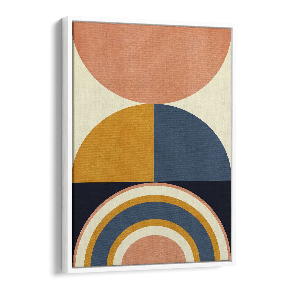 Rainbow Plus Shapes Blue Mustard X By Ana Rut Bre Abstract Art Abstract Wall Art in White Floater Frame