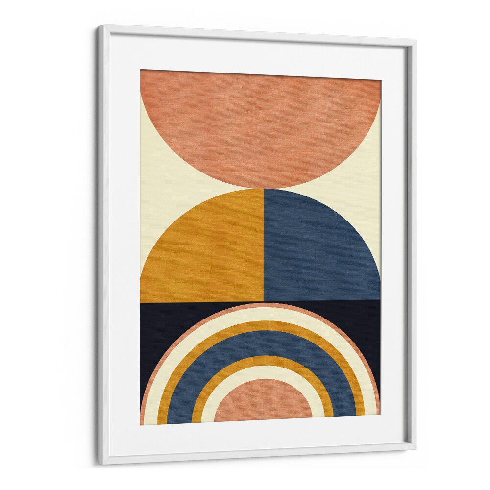 Rainbow Plus Shapes Blue Mustard X By Ana Rut Bre Abstract Art Abstract Wall Art in White Frame With Mount