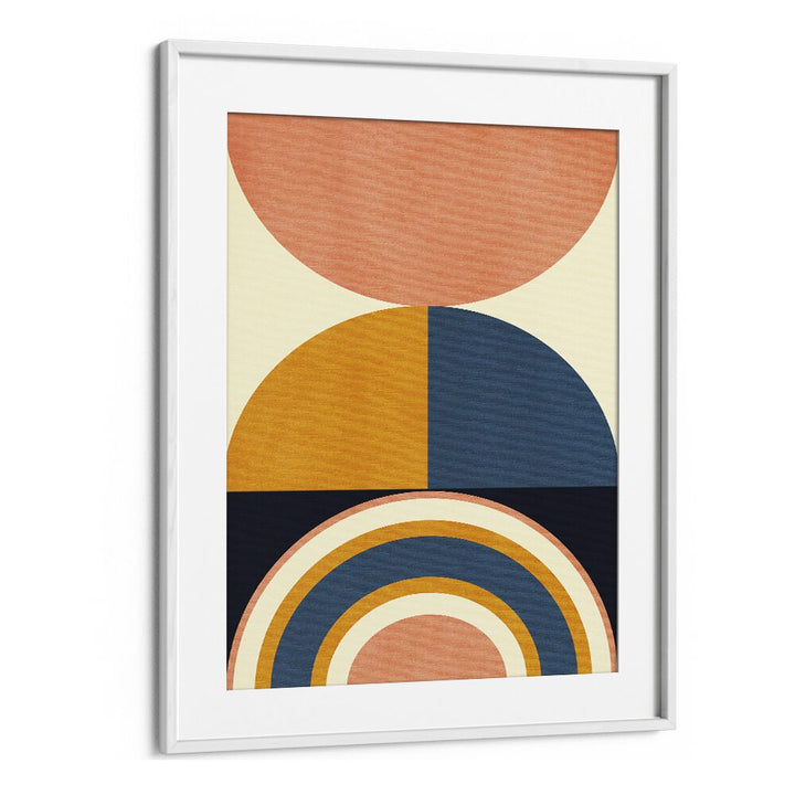 Rainbow Plus Shapes Blue Mustard X By Ana Rut Bre Abstract Art Abstract Wall Art in White Frame With Mount