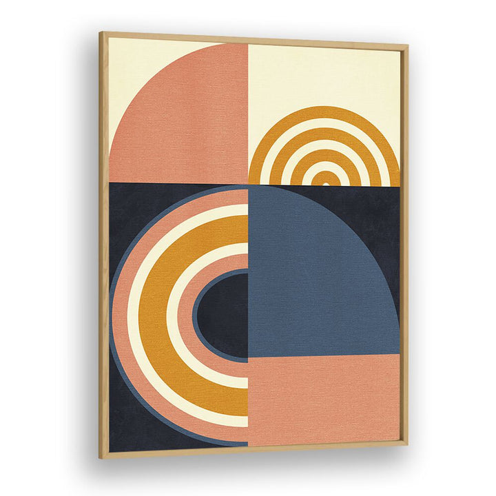 Rainbow Plus Shapes Blue Mustard ix By Ana Rut Bre Abstract Art Abstract Wall Art in Oak Wood Plain Frame