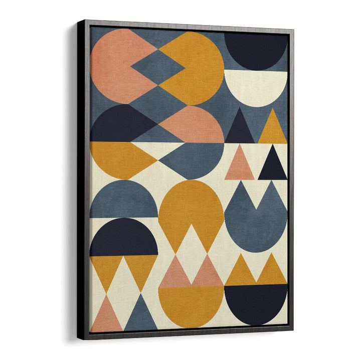 Rainbow Plus Shapes Blue Mustard vi By Ana Rut Bre Abstract Art Abstract Wall Art in Black Floater Frame