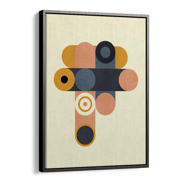 Rainbow Plus Shapes Blue Mustard viii By Ana Rut Bre Abstract Art Abstract Wall Art in Black Floater Frame