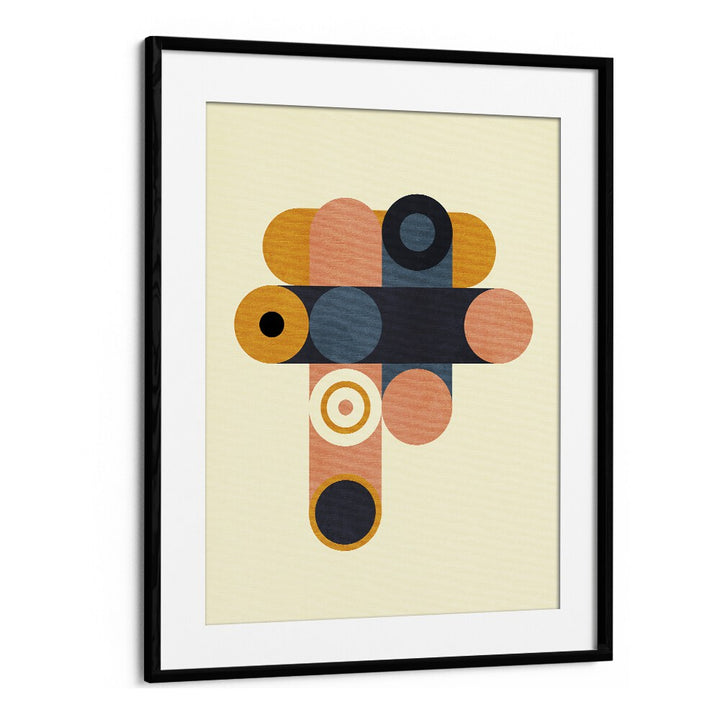 Rainbow Plus Shapes Blue Mustard viii By Ana Rut Bre Abstract Art Abstract Wall Art in Black Frame With Mount