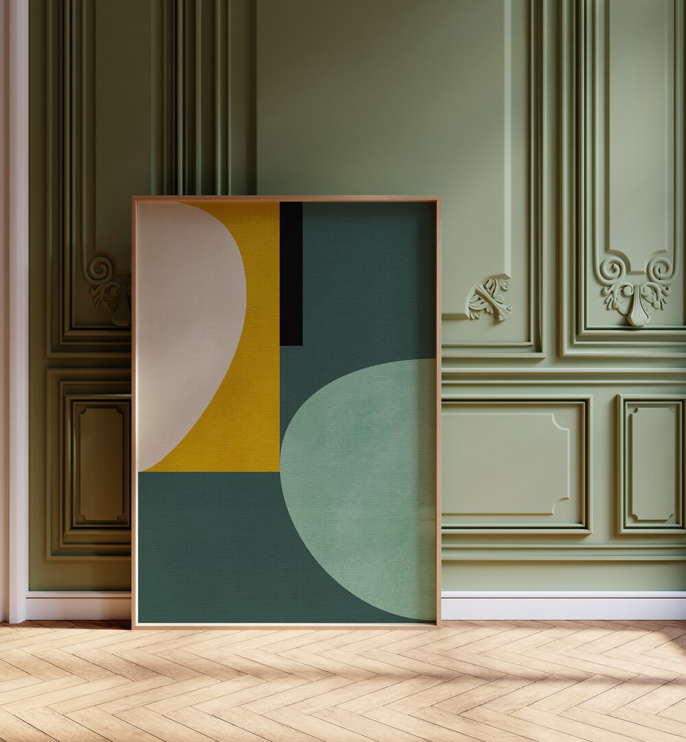 Elevate your space with RAINBOW PLUS SHAPES I, ABSTRACT PAINTINGS by Ana Rut Bre, showcasing vibrant geometric forms.