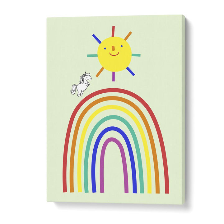 Rainbow Sun And Unicorn  Kids Paintings in Gallery Wrap