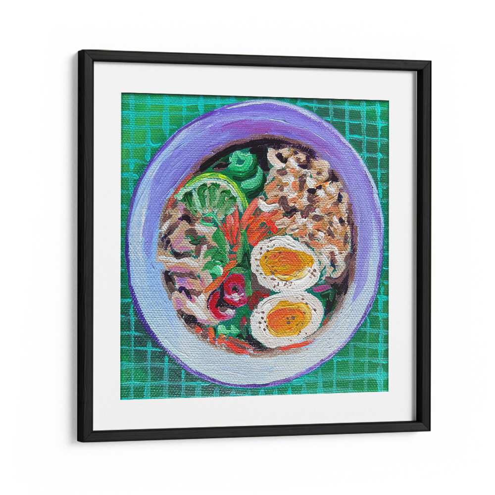 Ramen By Key And Sea Creative Kitchen Art Print in Black Frame With Mount