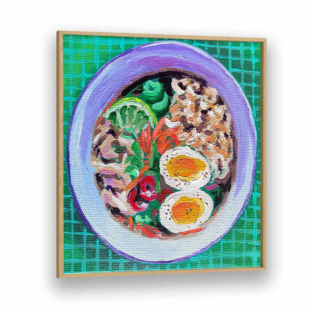 Ramen By Key And Sea Creative Kitchen Art Print in Oak Wood Plain Frame