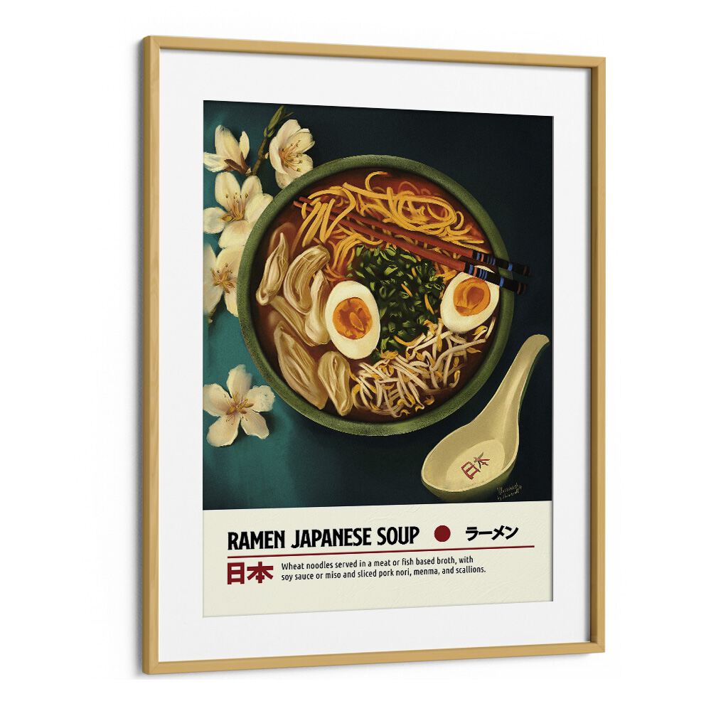 Ramen by Studio Mandariini Kitchen Posters Kitchen Art Prints in Oak Wood Frame With Mount