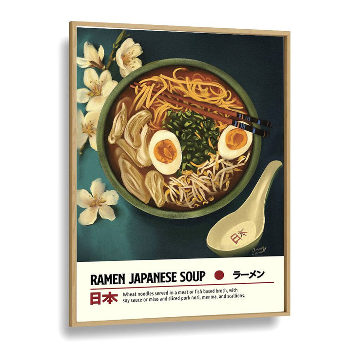 Ramen by Studio Mandariini Kitchen Posters Kitchen Art Prints in Oak Wood Plain Frame