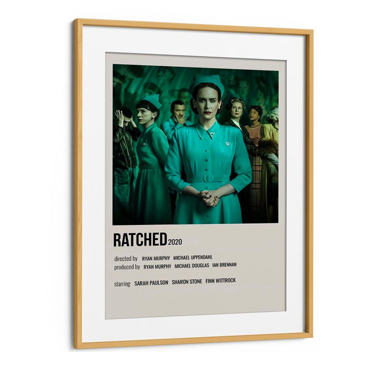 Ratched 2020 Movie Posters in Oak Wood Frame With Mount