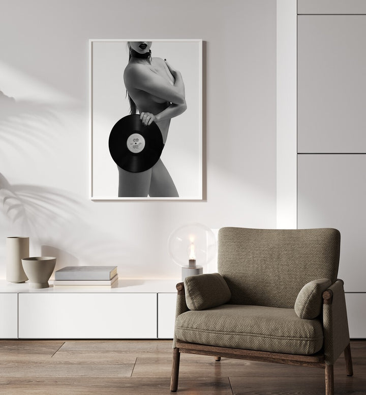 Raw Power Aye Oh Let by David Drake Fine Art Photography Fashion Photography in White Plain Frame placed on a wall behind a chair