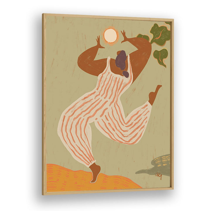 Reach For The Sun By Arty Guava Wall Art Prints in Oak Wood Plain Frame