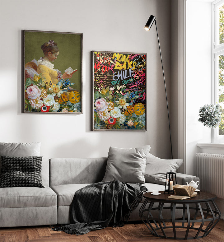 READ REBEL BLOOM , SET OF 2 PAINTINGS