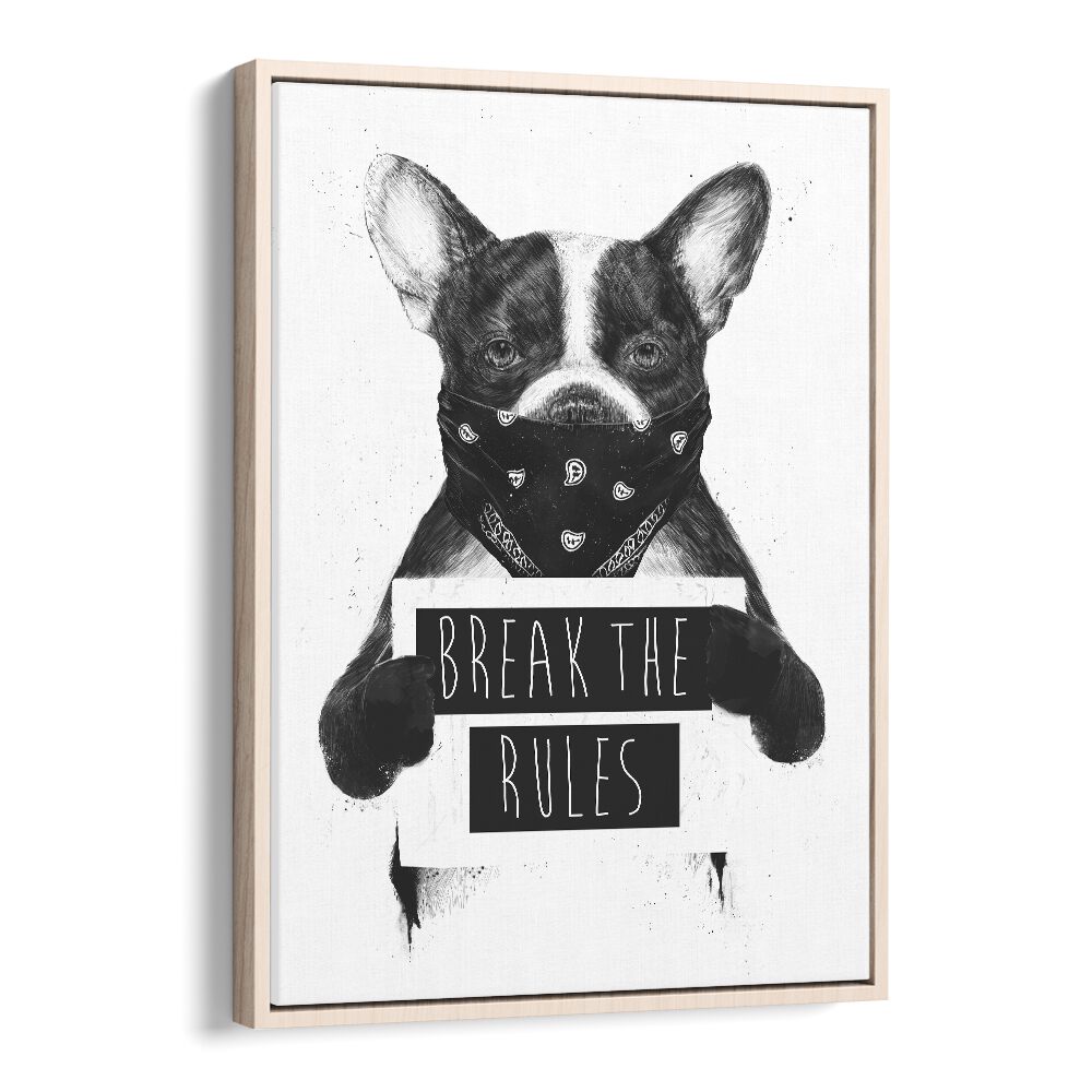 Rebel Dog By Balazs Solti Wildlife Art Prints in Oak Wood Floater Frame