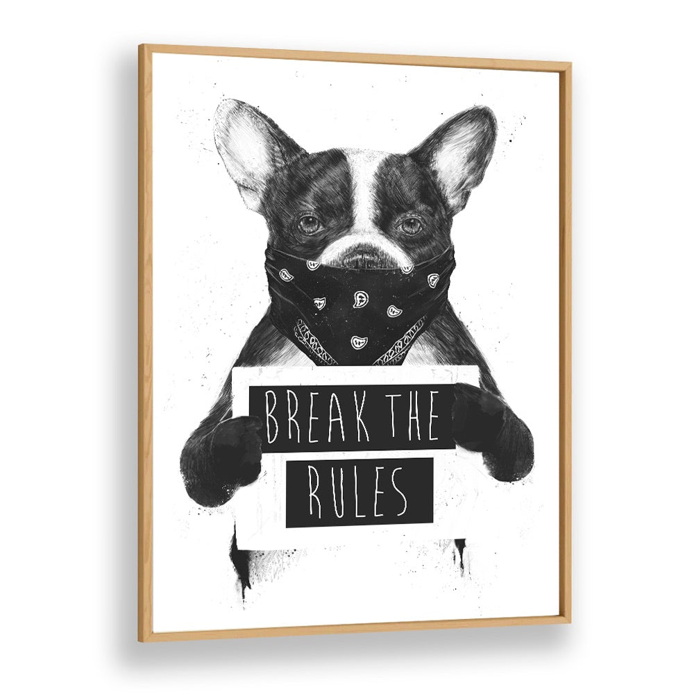 Rebel Dog By Balazs Solti Wildlife Art Prints in Oak Wood Plain Frame