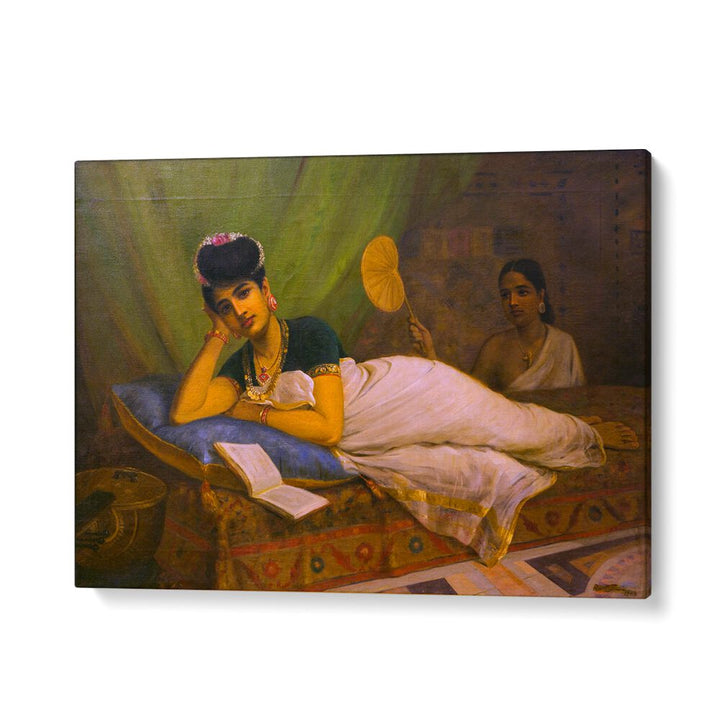 Reclining Woman By Raja Ravi Varma Indian Paintings in Gallery Wrap