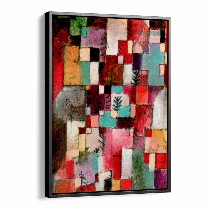 Red Green And Violet–yellow Rhythms 1920 Vintage Paintings in Black Floater Frame