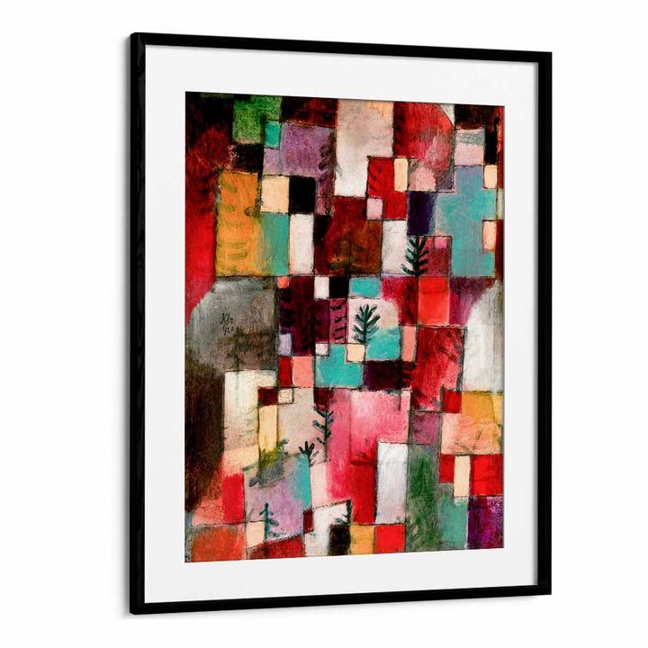 Red Green And Violet–yellow Rhythms 1920 Vintage Paintings in Black Frame With Mount
