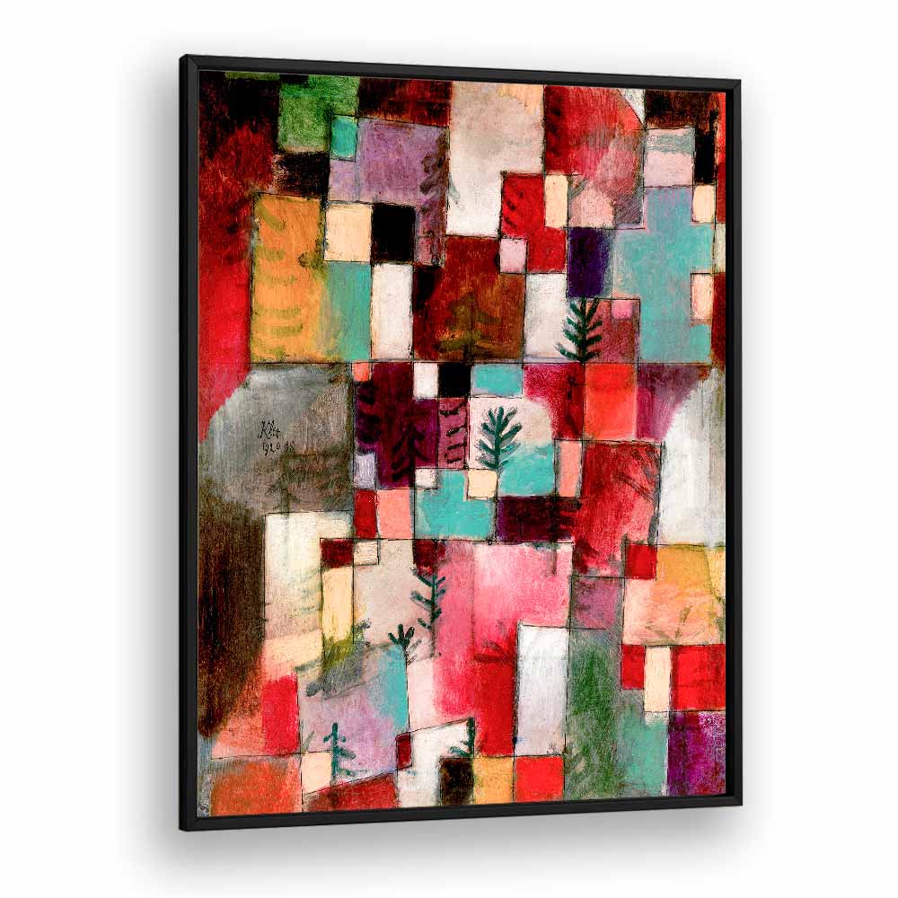Red Green And Violet–yellow Rhythms 1920 Vintage Paintings in Black Plain Frame