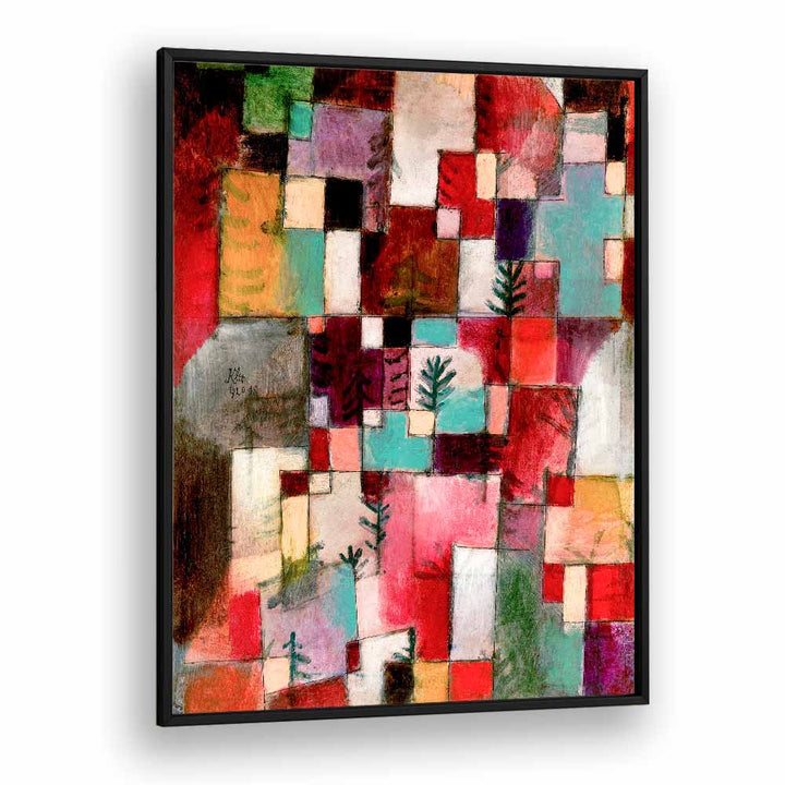 Red Green And Violet–yellow Rhythms 1920 Vintage Paintings in Black Plain Frame