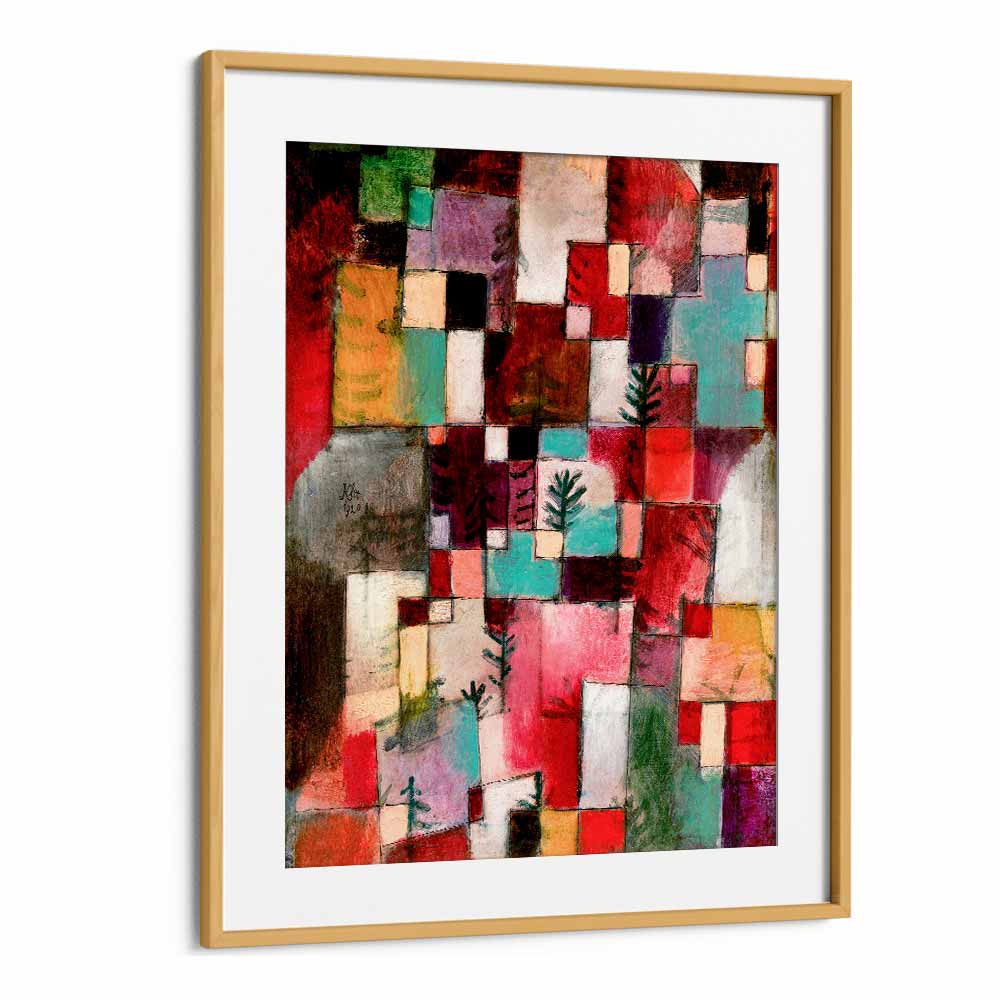Red Green And Violet–yellow Rhythms 1920 Vintage Paintings in Oak Wood Frame With Mount
