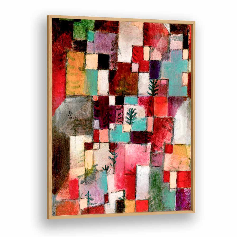 Red Green And Violet–yellow Rhythms 1920 Vintage Paintings in Oak Wood Plain Frame