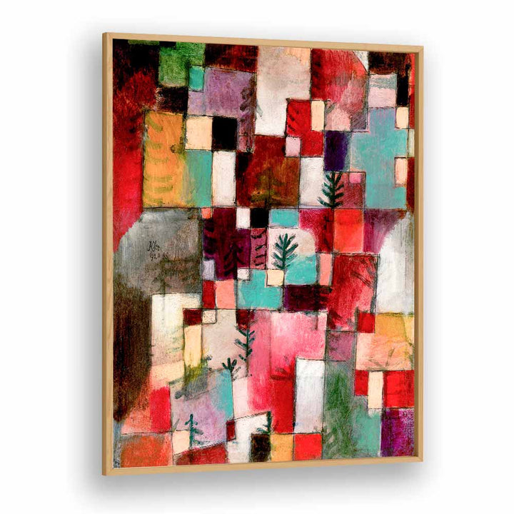 Red Green And Violet–yellow Rhythms 1920 Vintage Paintings in Oak Wood Plain Frame